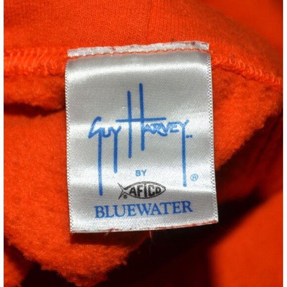 Guy Harvey Men's Orange Hoodie Pocket Sweatshirt Size L Swordfish & Logo Comfy - Picture 10 of 12